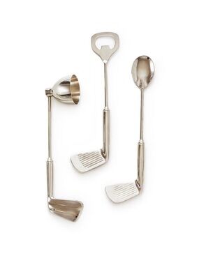 NIB Mark & Graham Golf Club Bar Tools Set - Jigger, Bottle Opener, & Spoon